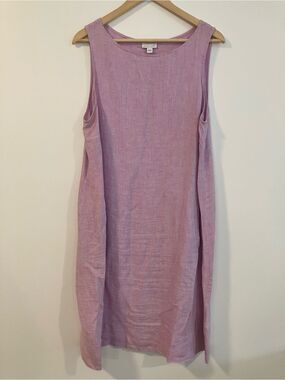 J. Jill 100% Linen Sleeveless Shift Dress Lilac Size L
